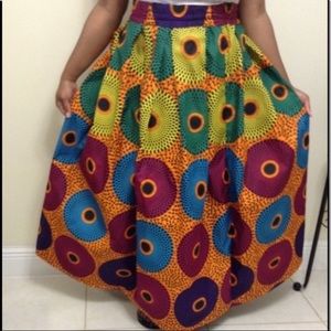 African Ankara Pleated Skirt